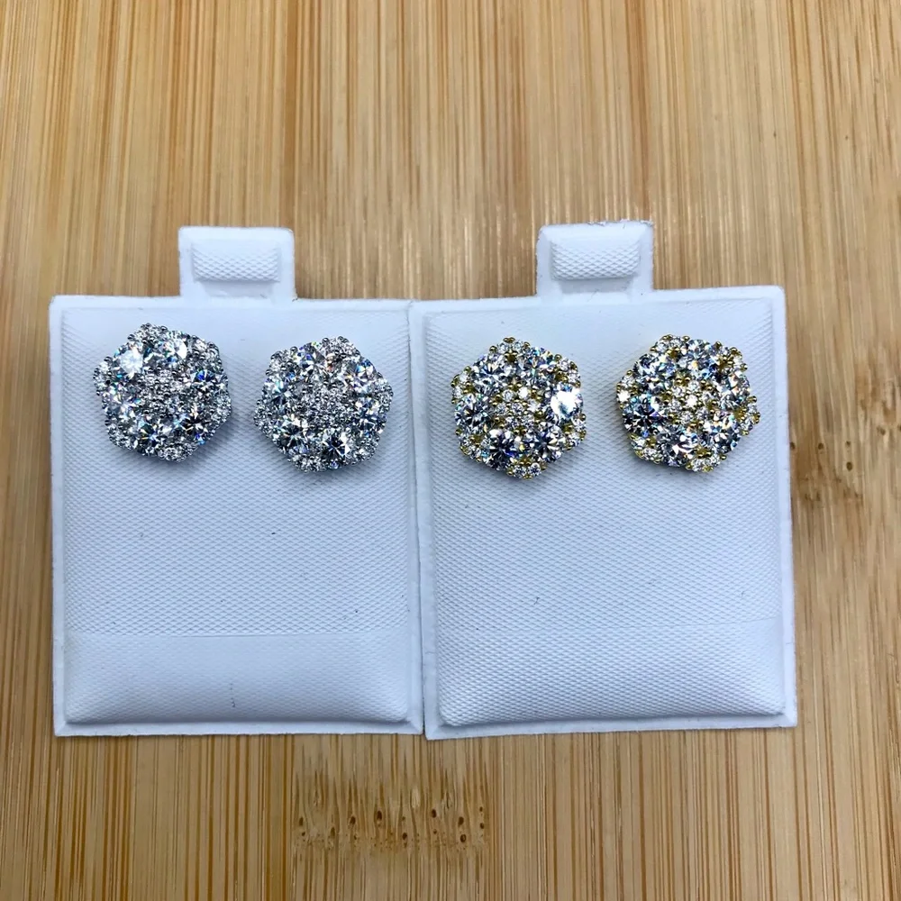 925 Sterling Silver 4.00CT MOISSANITE Flower stud Screw Back Earrings